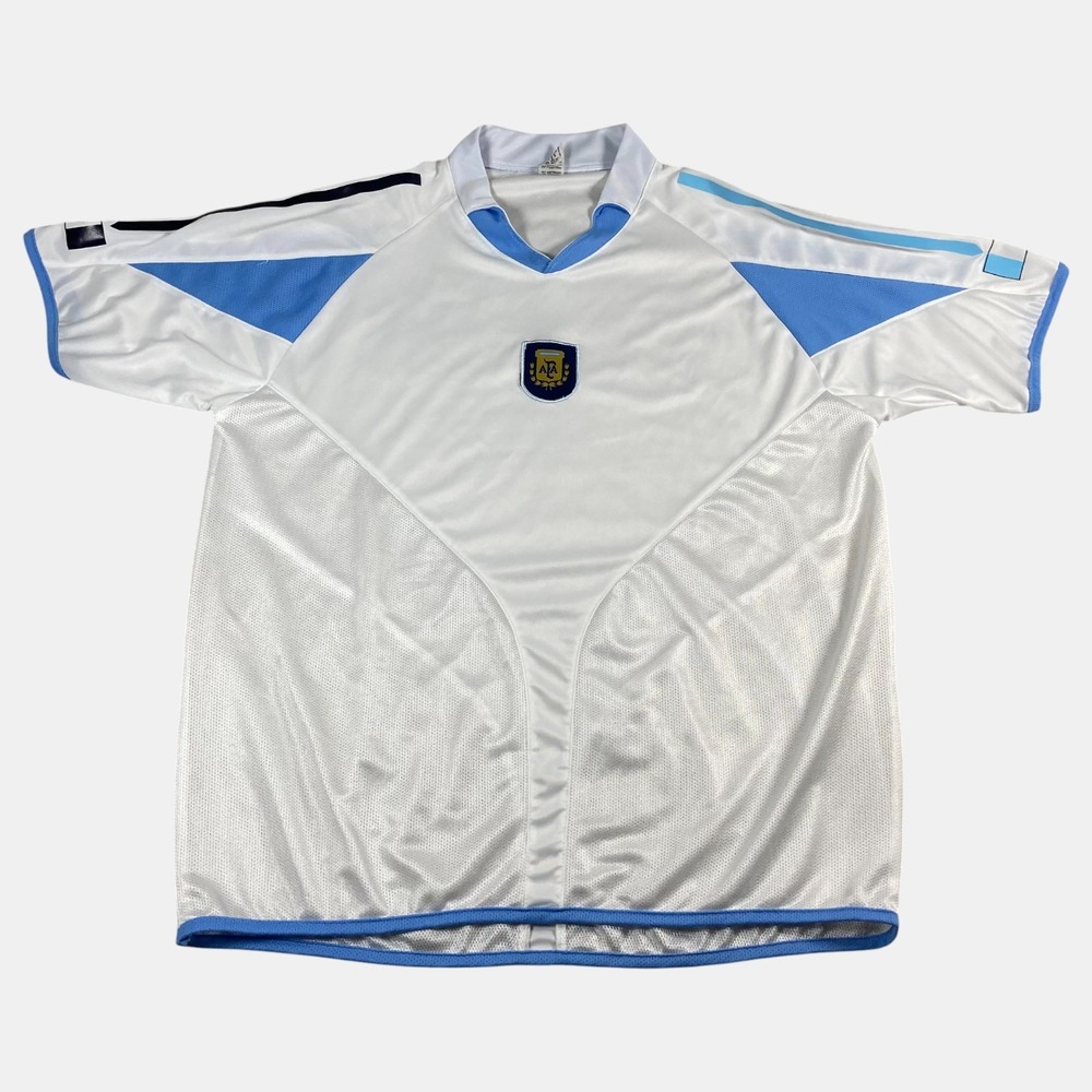Vintage Argentina AFA Soccer Jersey White Blue‎ Mesh National Team Mens Size M